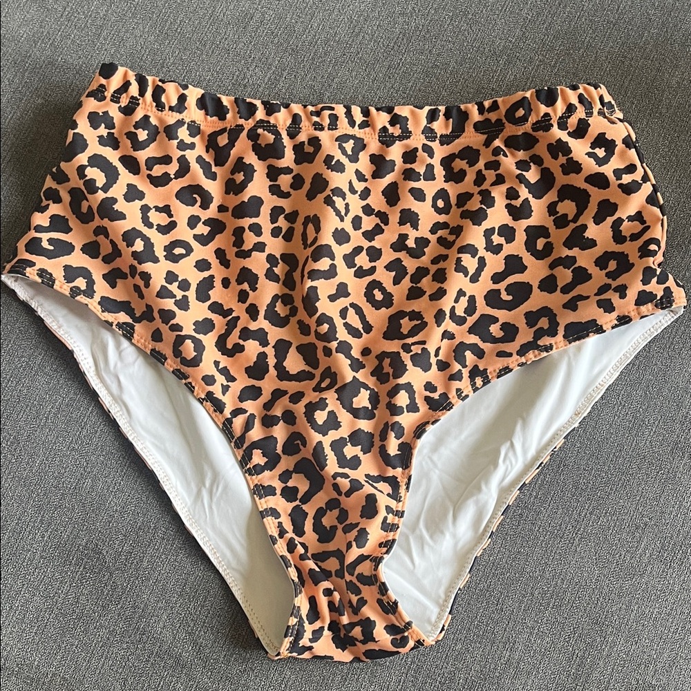 Leopard Print High-Waisted Bikini Bottoms